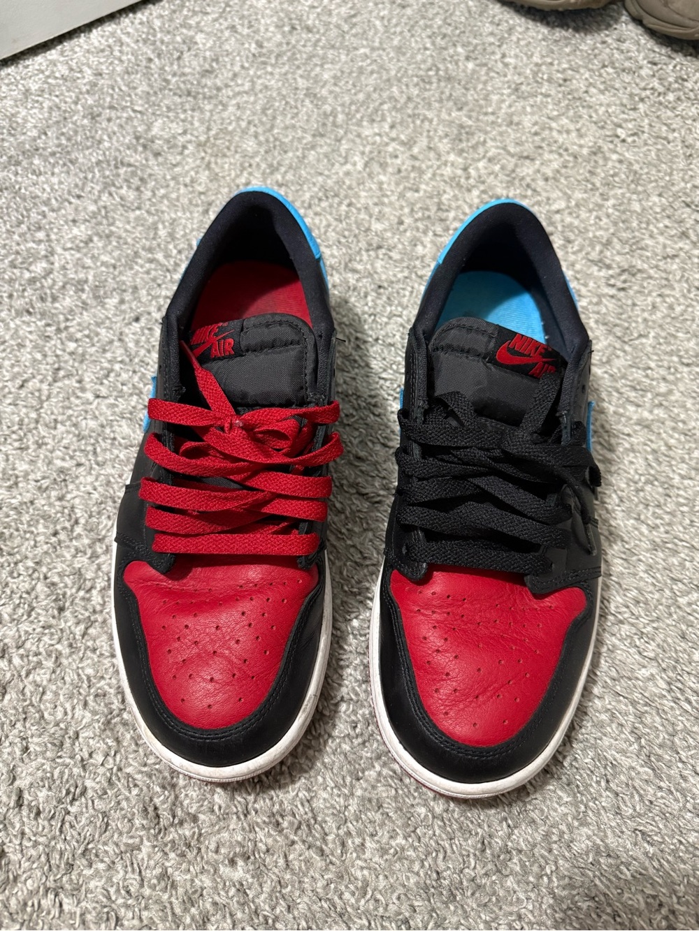Nike Men’s Low-Top Sneakers - Red, Black & Blue Trim